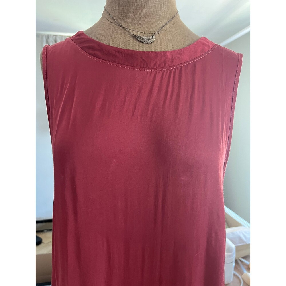 XCVI top Burgundy Sleeveless Peplum Keyhole flowy drapey made in US Large